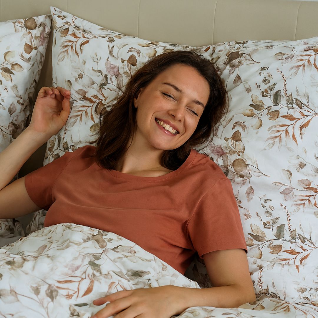 Cotton bed linen set - Off-white floral