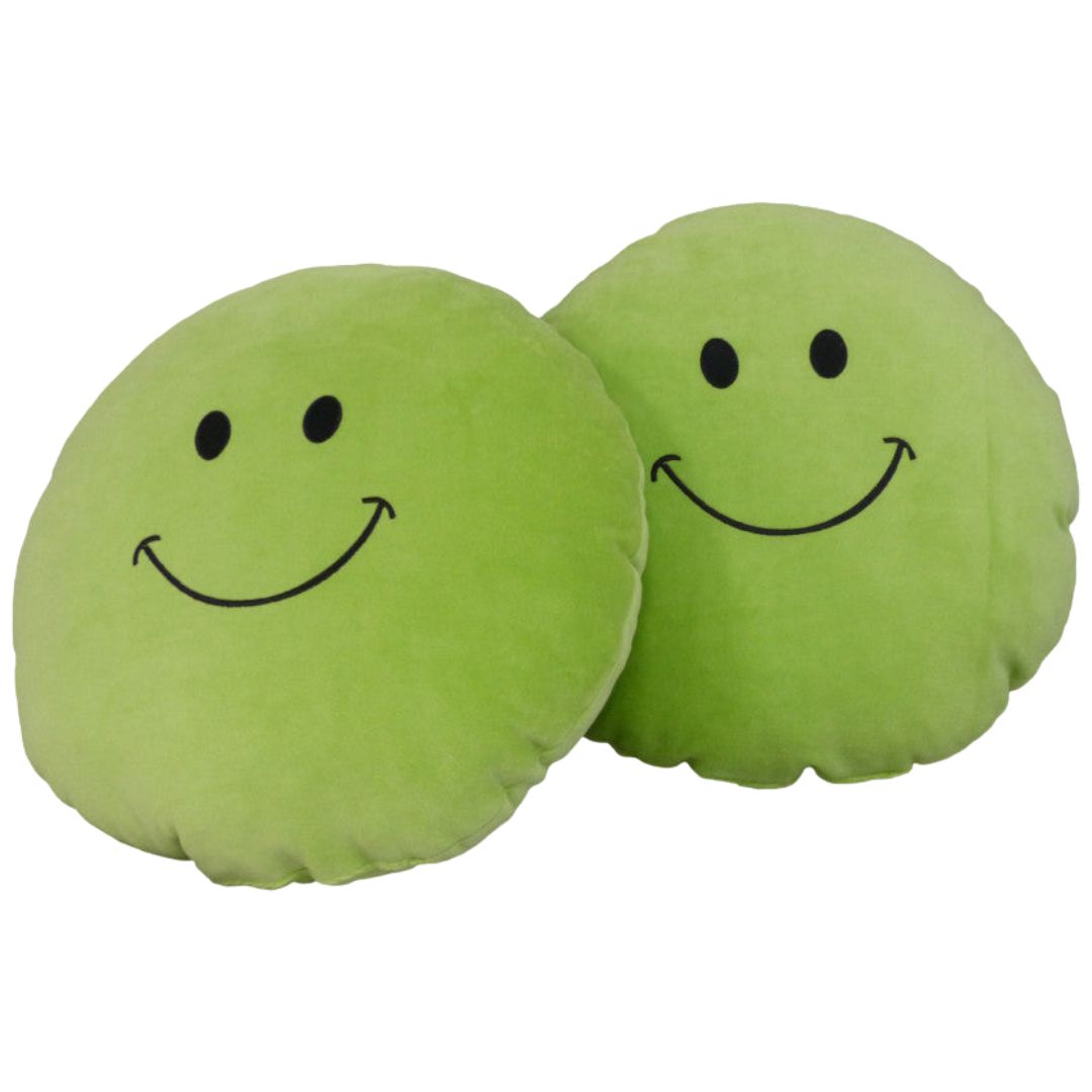 Plüsch-Smiley-Kissen - Grün - GROSS