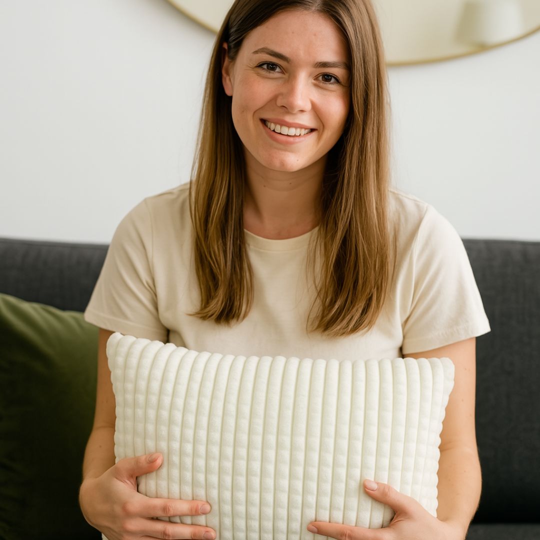 Cream decorative pillow - 35x55 cm