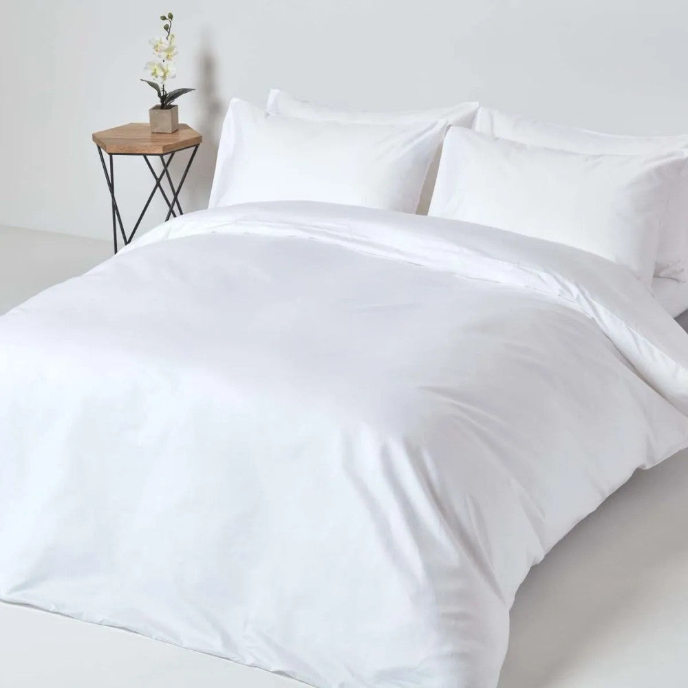 Hotel quality white linen duvet cover – 100% Cotton – fitted – 146 gr/m2 – packaged