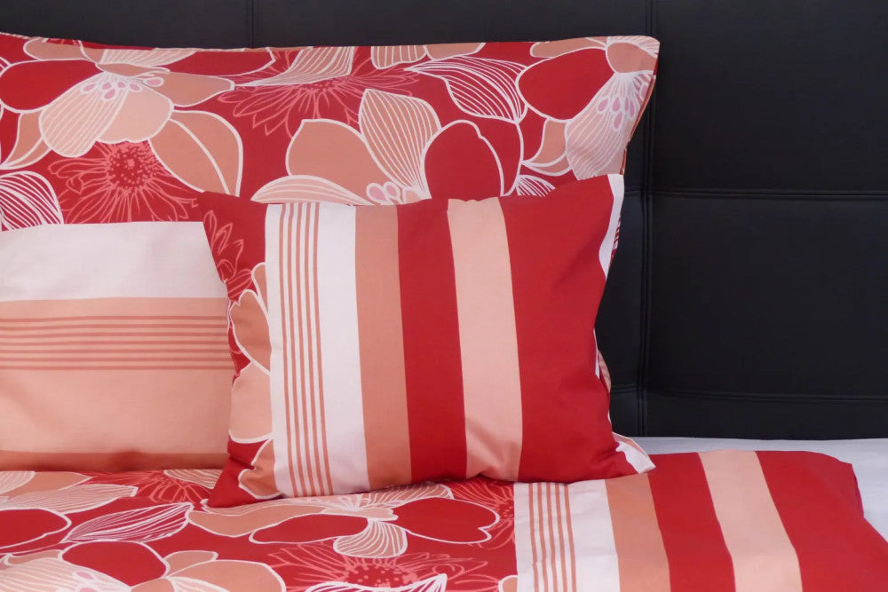 Pamut ágyneműhuzat garnitúra - 3 db-os - Meggypiros/Barack