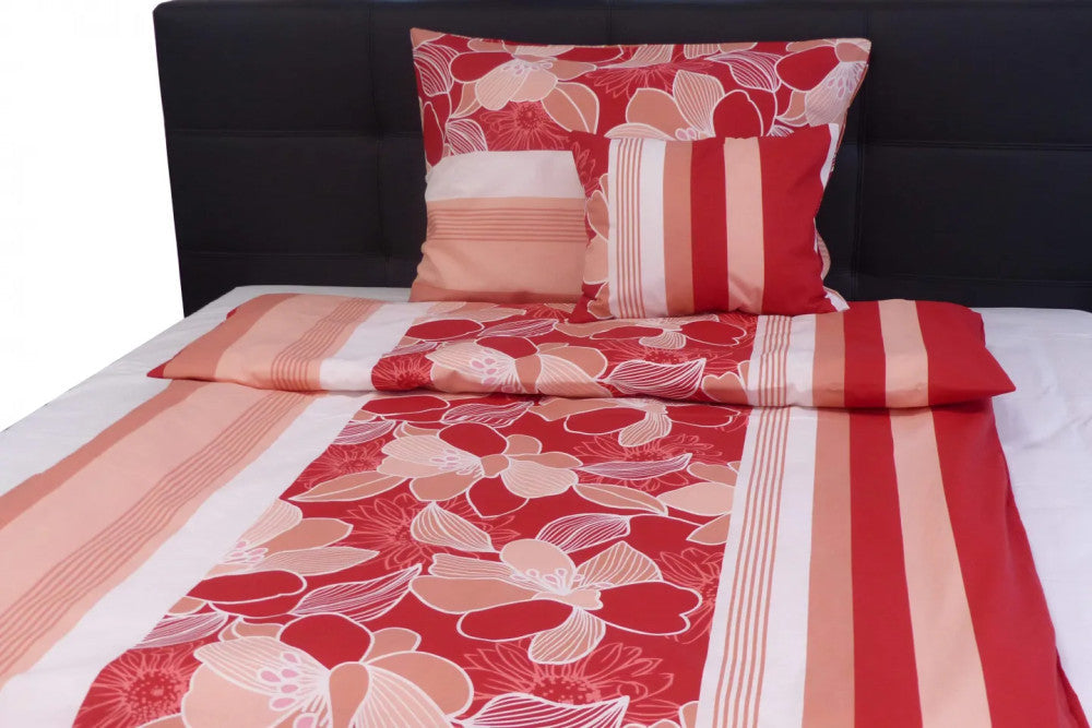 Pamut ágyneműhuzat garnitúra - 3 db-os - Meggypiros/Barack