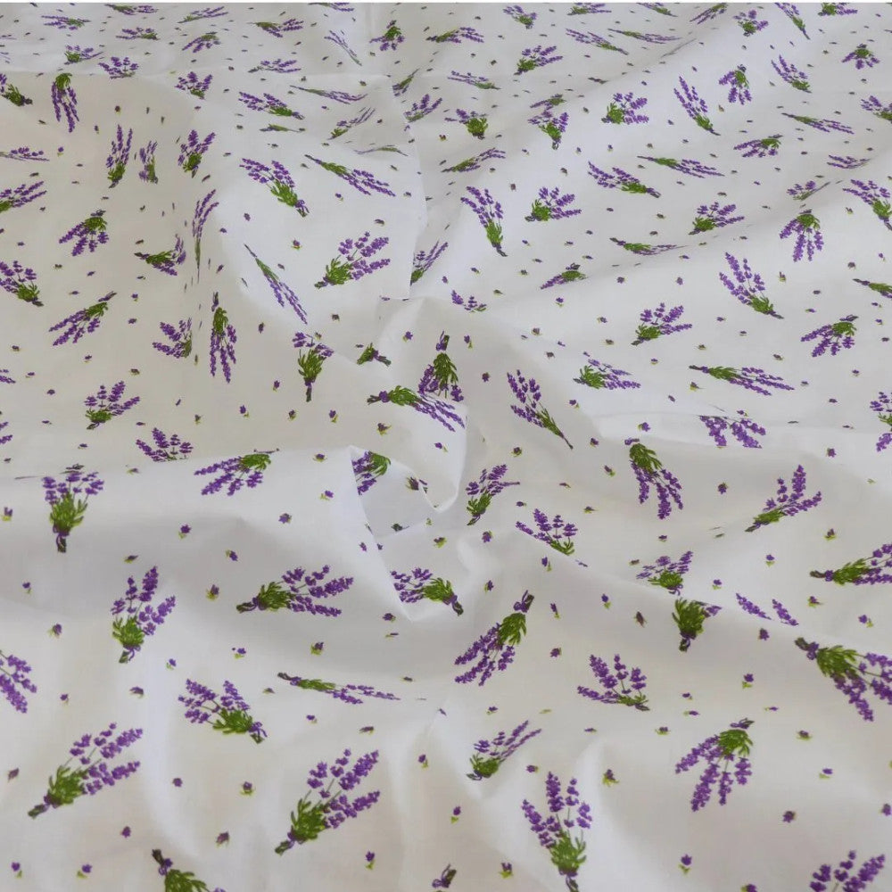Cotton bed sheet set - 3 pcs - Lavender bouquet