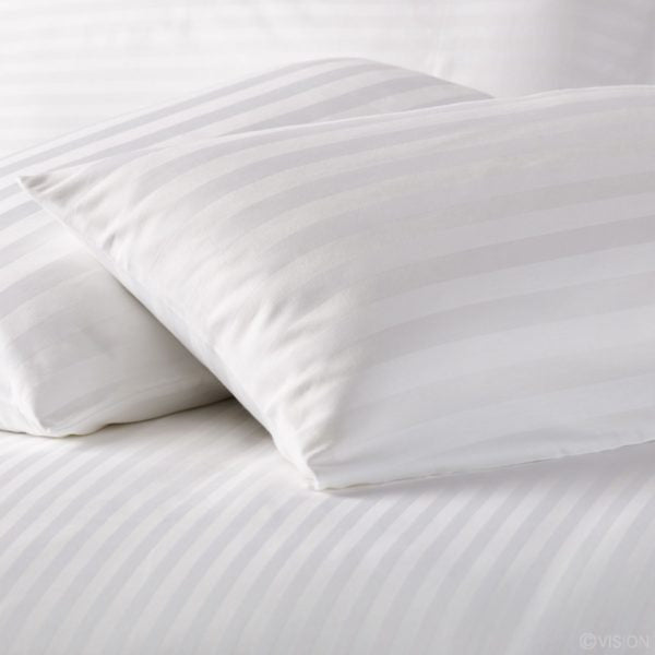 Hotel-Kissenbezug mit Damaststreifen – 100 % Baumwolle – mit Reißverschluss – 130 g/m² – verpackt
