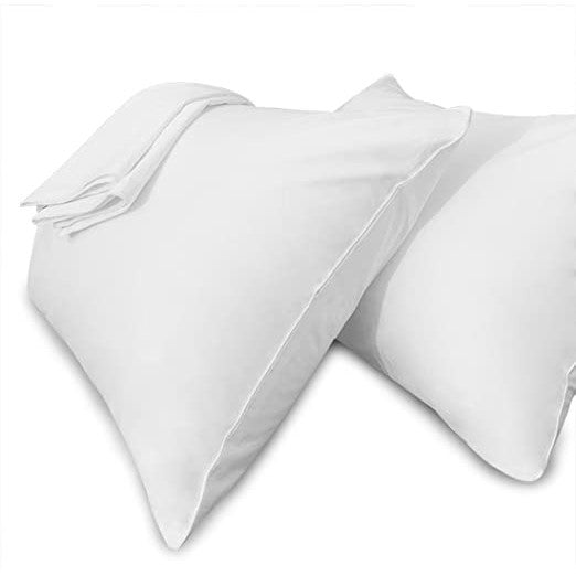 Hotel quality white linen pillowcase - 100% Cotton - zippered - 146 gr/m2 - packaged