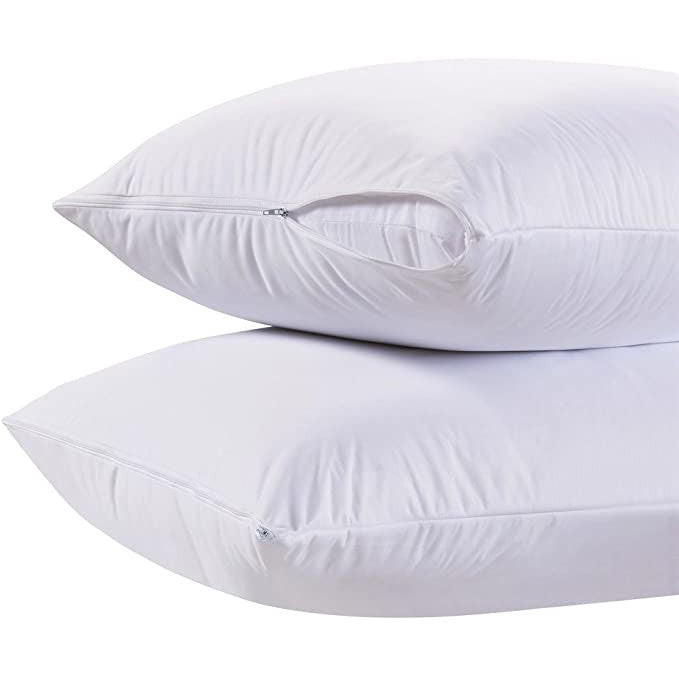 Hotel quality white linen pillowcase - 100% Cotton - zippered - 146 gr/m2 - packaged