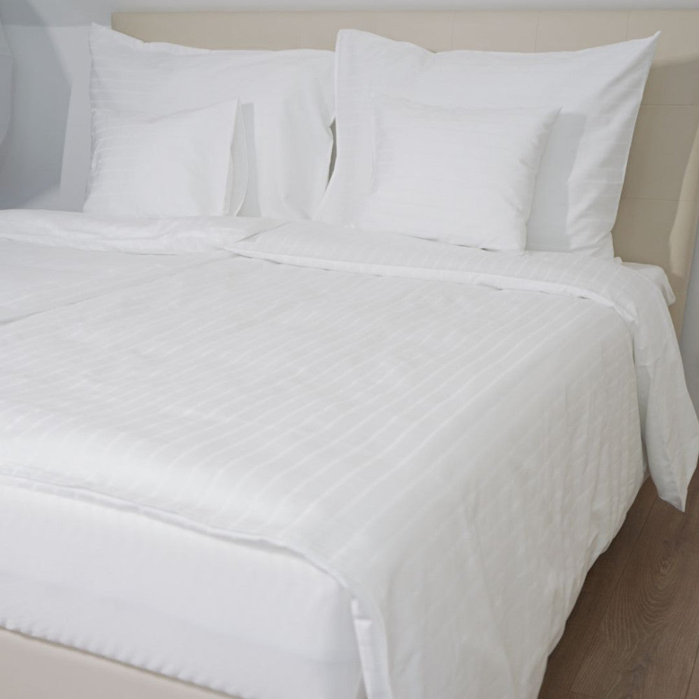 Hotel striped pillow and duvet cover - 80% COT - 20% PES - White - 155 gr/m2