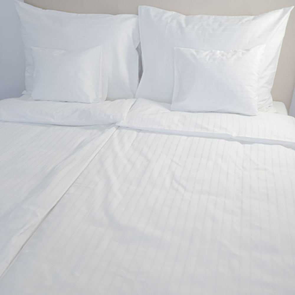Hotel striped pillow and duvet cover - 80% COT - 20% PES - White - 155 gr/m2