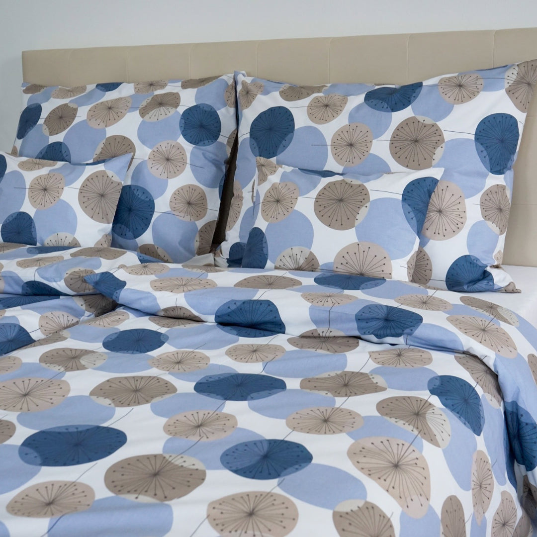 Cotton bed linen set - Blue circles