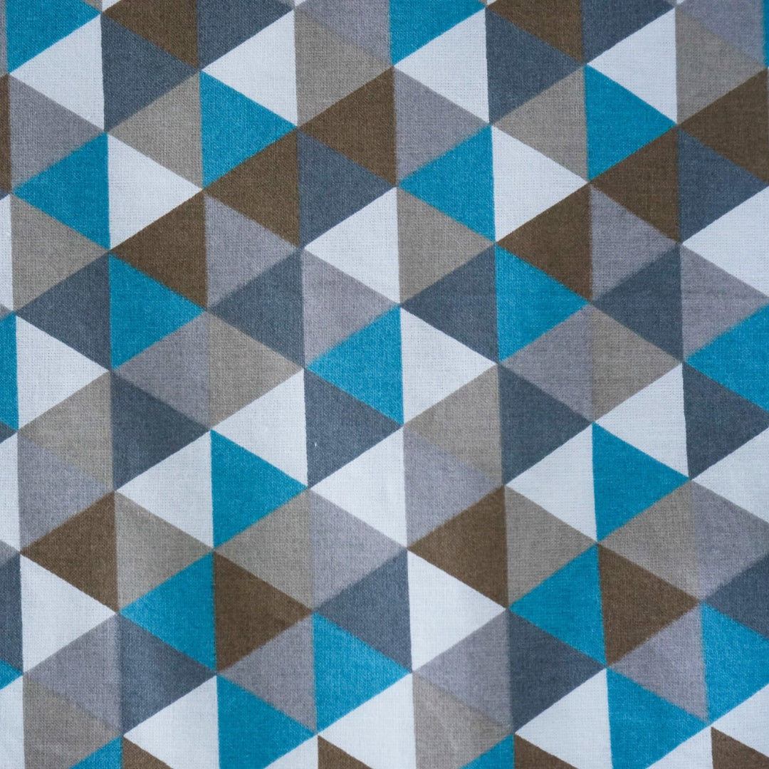 Cotton bed linen set - Blue triangle pattern