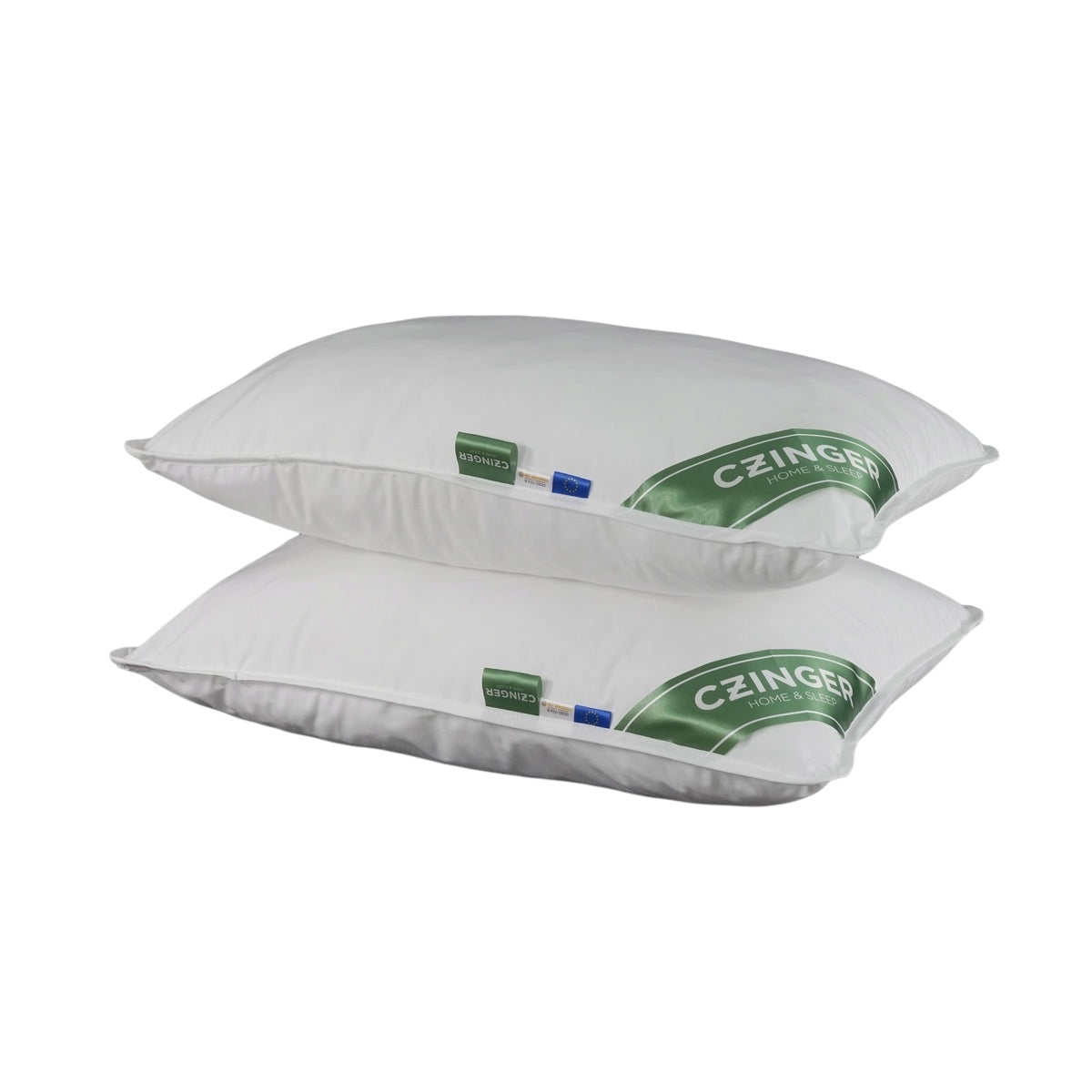 Allergie "STOP" Antiallergisch 2 halbe Kissen - Bezug 100% Baumwolle mit Einfassband