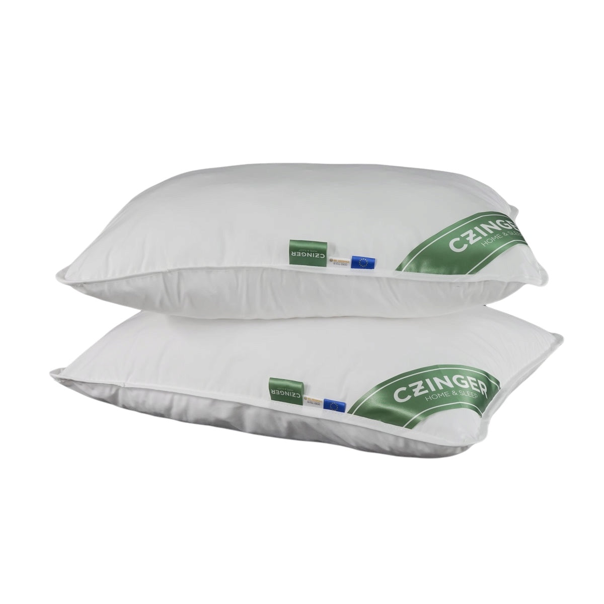 Allergie "STOP" Antiallergisch 2 halbe Kissen - Bezug 100% Baumwolle mit Einfassband