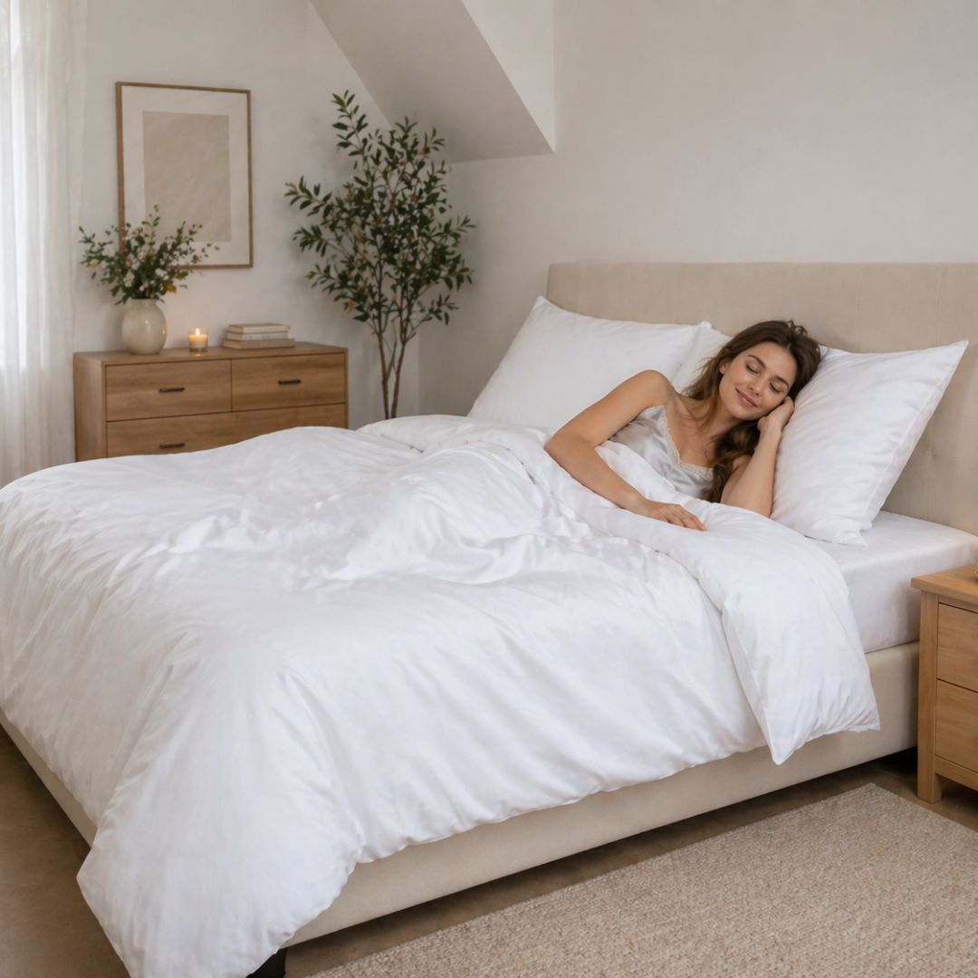 Weißes Satin-Bettlaken-Set, 100 % Baumwolle – mit Reißverschluss – 2er-Set – 130 g/m2