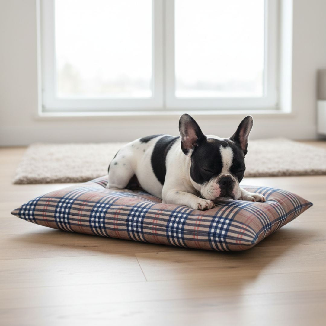 Checkered design dog bed