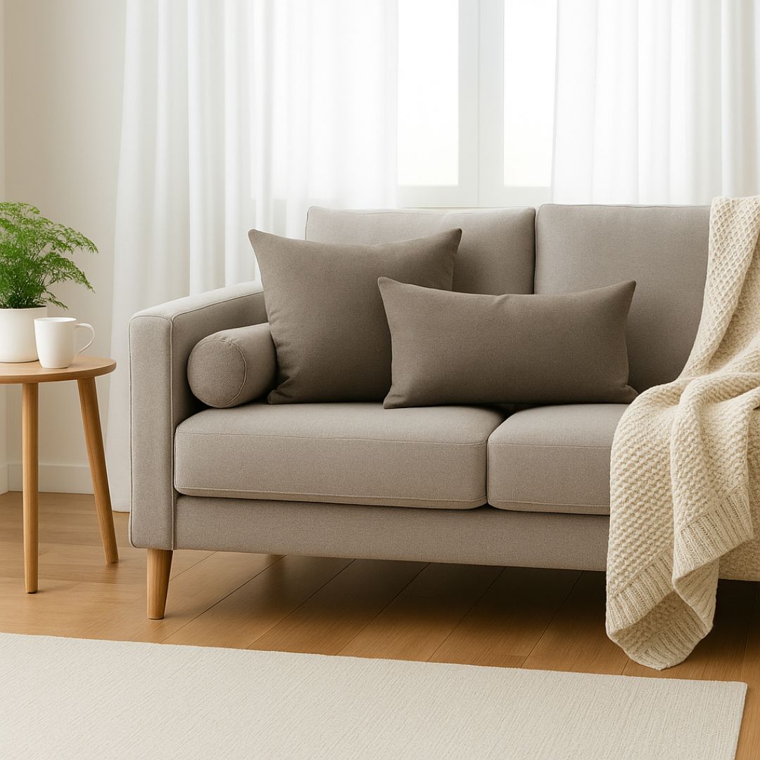 Dekokissen-Sets mit Füllung - mit Reißverschluss - Taupe