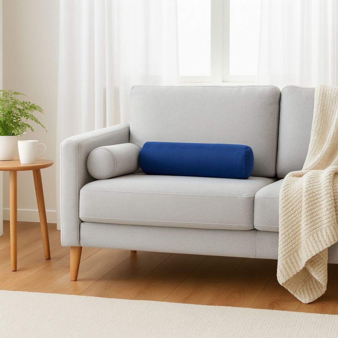 Dark blue decorative pillow - with insert - 30x60 cm