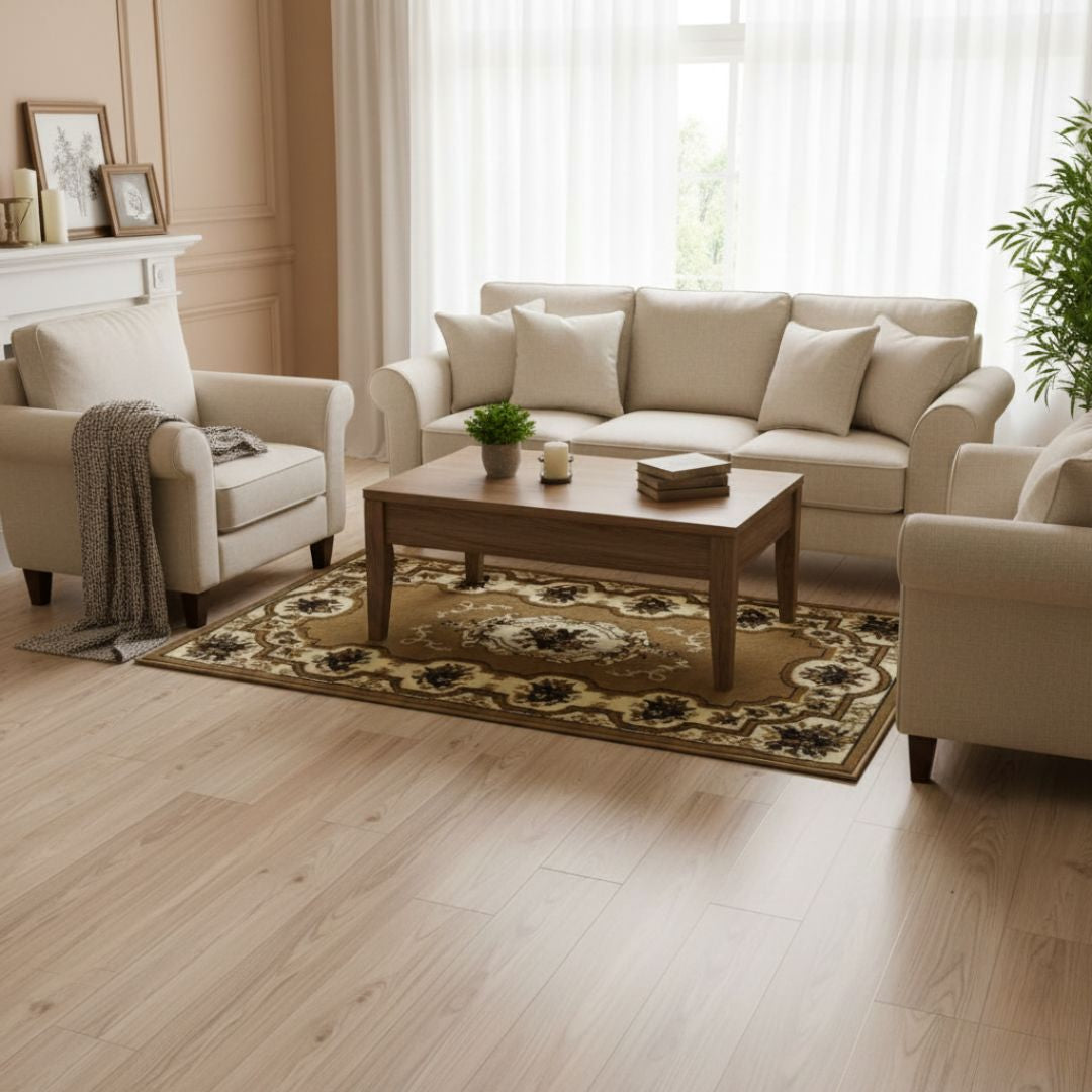 Braun-Beige gemusterter Läufer