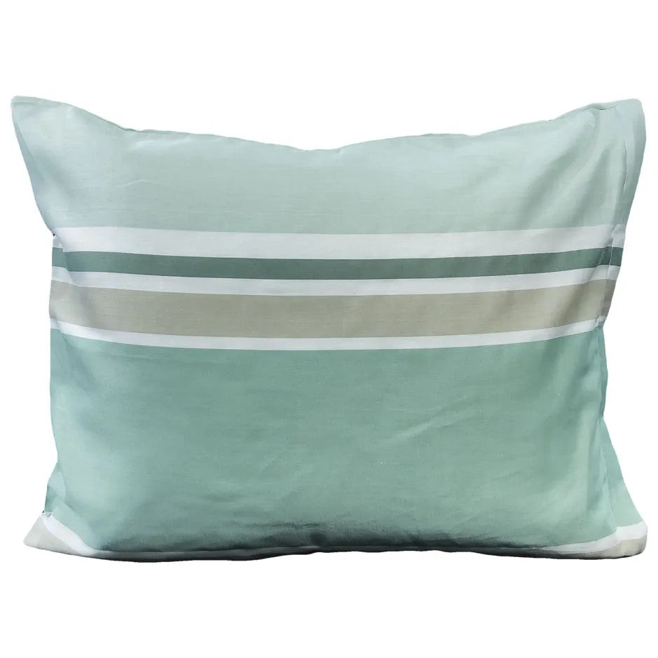 Cotton sateen half pillowcase - Mint/beige striped