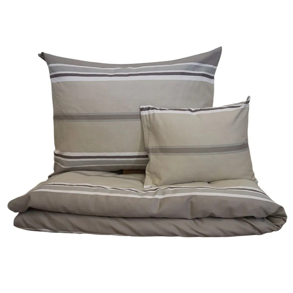 Cotton sateen pillowcase - Grey/brown