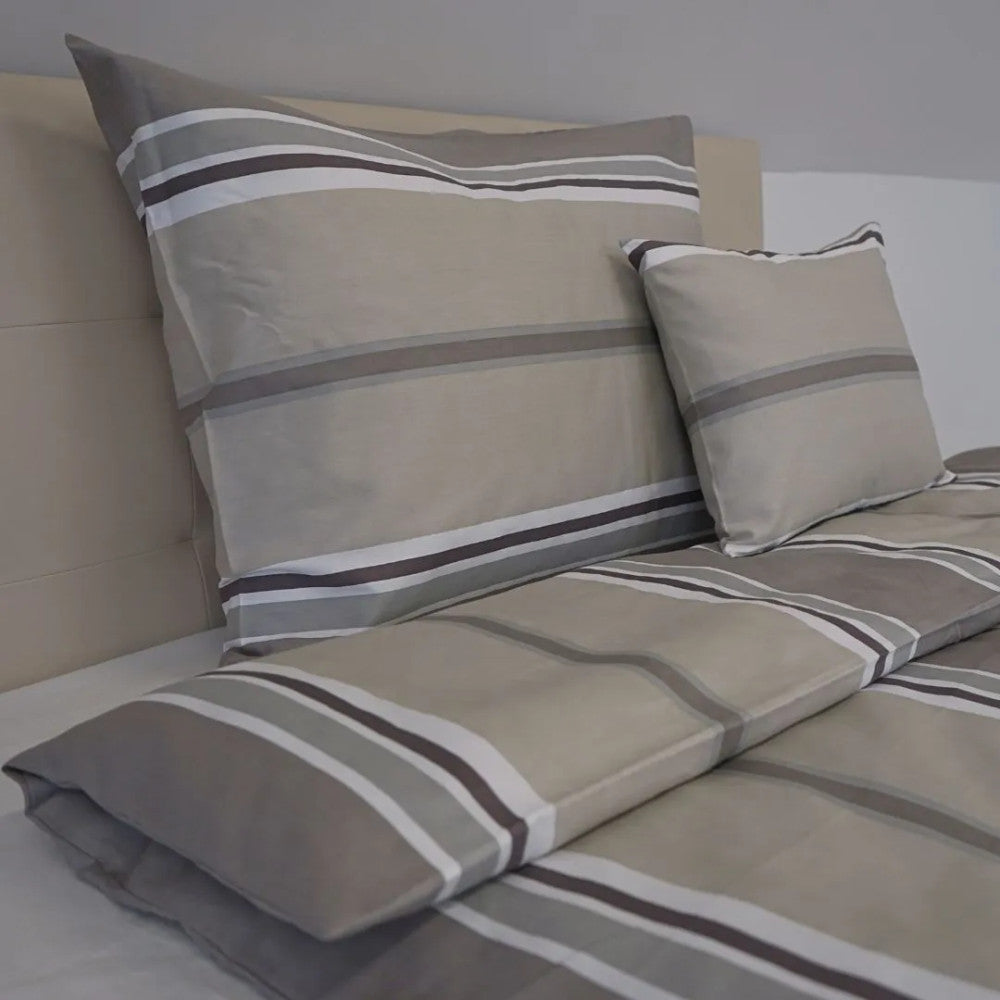 Kissenbezug aus Baumwollsatin – Grau/Braun