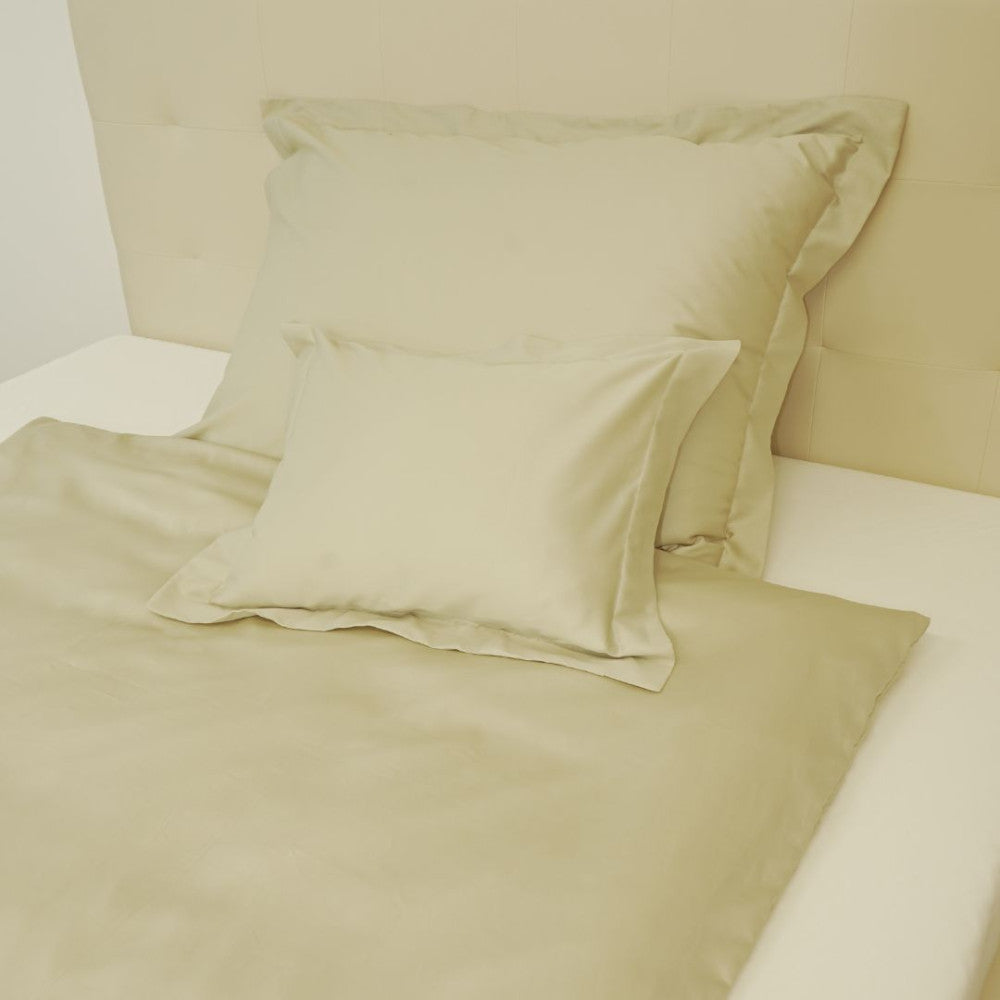 Double cotton sateen bed linen set with English edge - 5 pcs - Light gold - TC 250