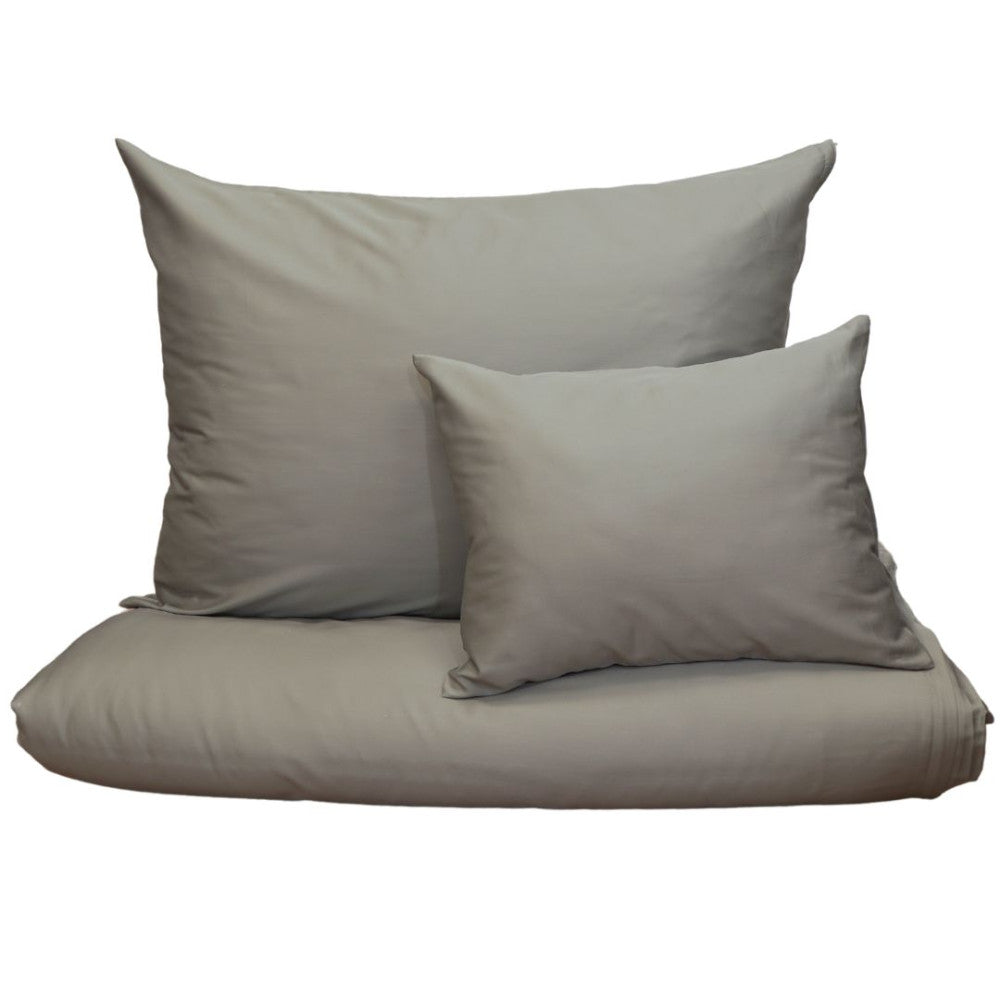 Steel grey satin bedding set - 3 pieces - TC 250