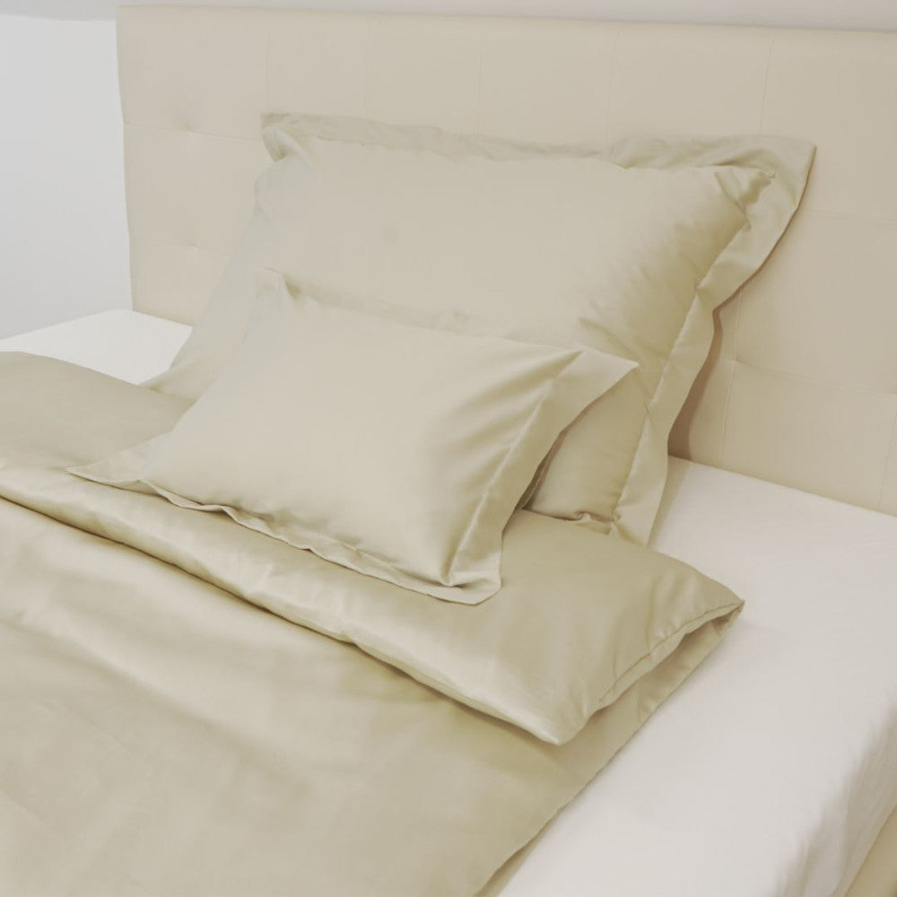 Cotton sateen pillowcase with English edge - Light gold - TC 250