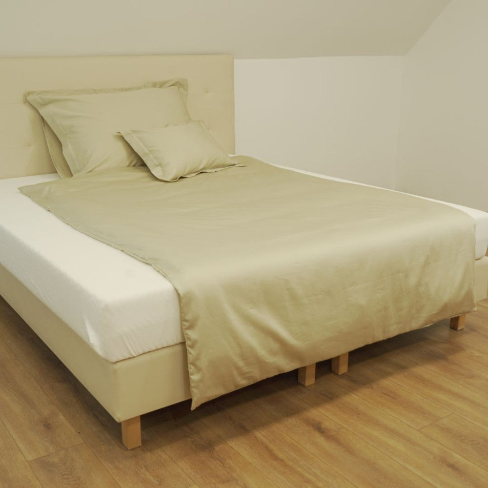 Cotton sateen pillowcase with English edge - Light gold - TC 250