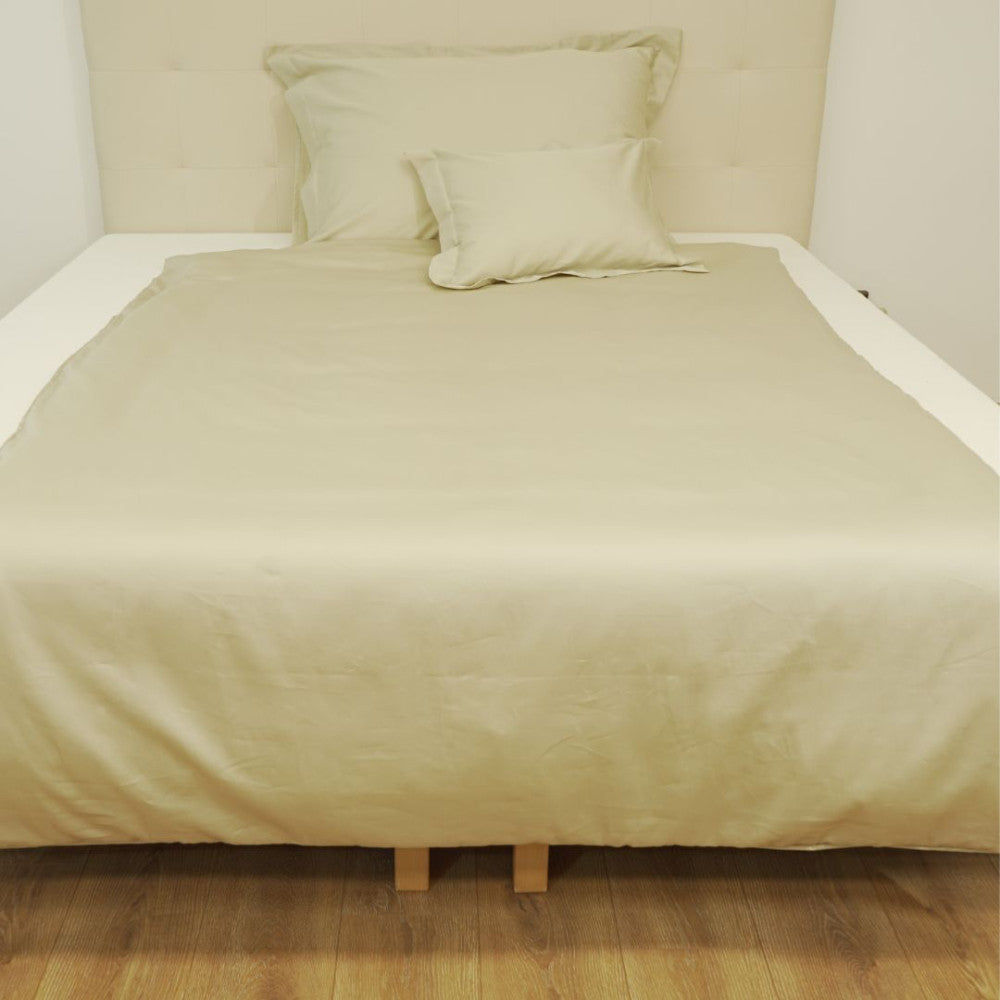 Cotton sateen pillowcase with English edge - Light gold - TC 250