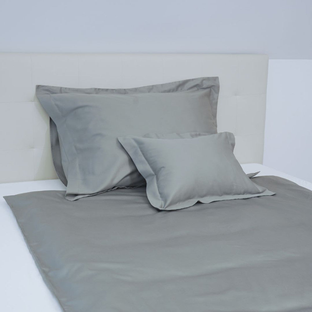 Cotton sateen pillowcase with English edge - Steel grey - TC 250