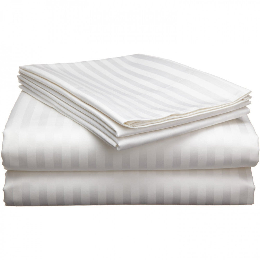 Hotel damask striped pillowcase – 100% Cotton - fold-over - 140 gr/m2 - packaged