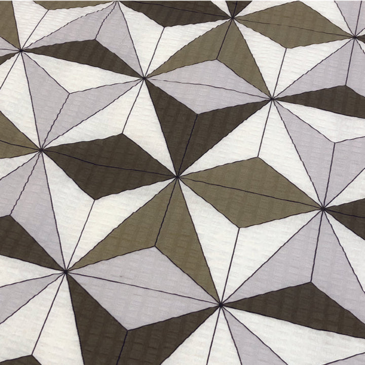 Crepe pillowcase - Khaki geometric pattern 