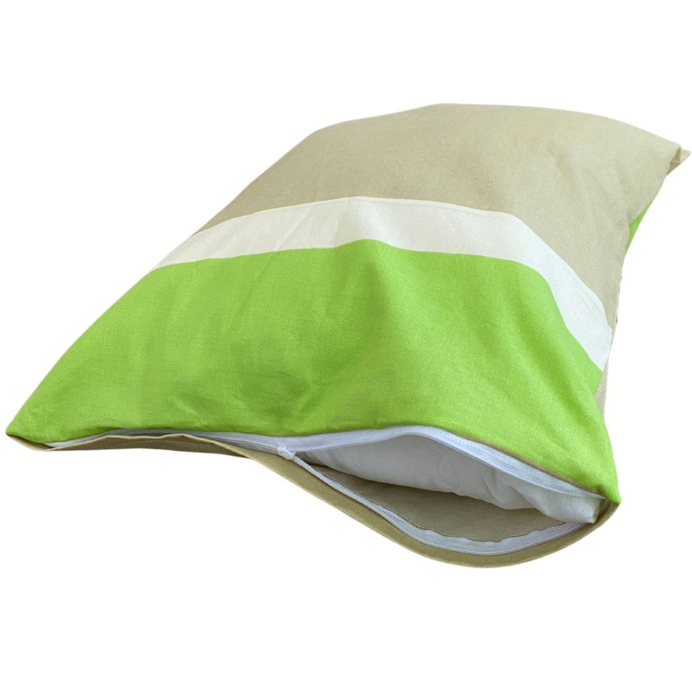 Kissenbezug aus Baumwolle - Grün/Beige gemustert